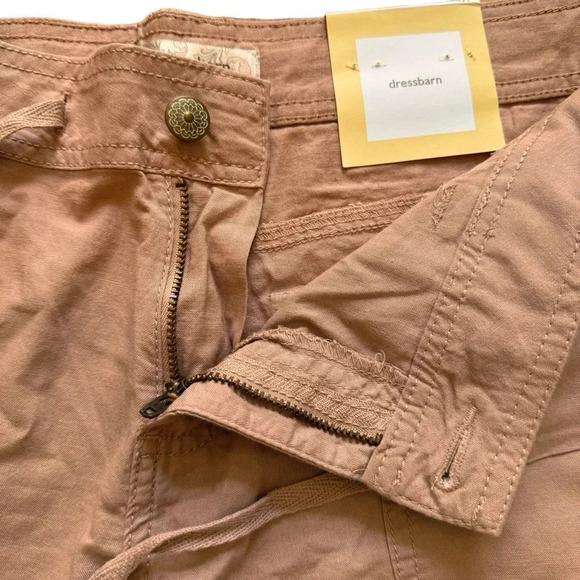 Dressbarn Capri Pants Pale Pastel Pink Drawstring Wide-Leg Cotton 10 NWT - Picture 6 of 13